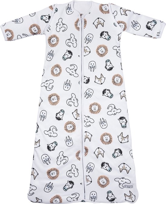 Meyco Baby Animal baby slaapzak met afritsbare mouwen - multicolour - 90cm - 2.5 TOG