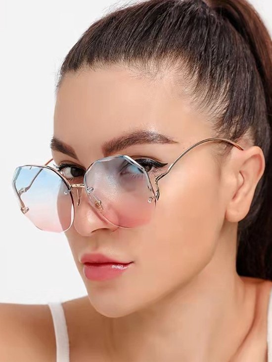 1 paar dames strass decor ombre lens boho zonnebril, voor strandfeest van Merkloos — afbeelding 2