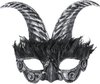 Smiffys Costume Masque pour les Yeux Argent Mascarade Cornes Zwart