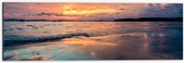 Dibond - Water - Zee - Bootjes - Wolken - Zonsondergang - 60x20 cm Foto op Aluminium (Met Ophangsysteem)