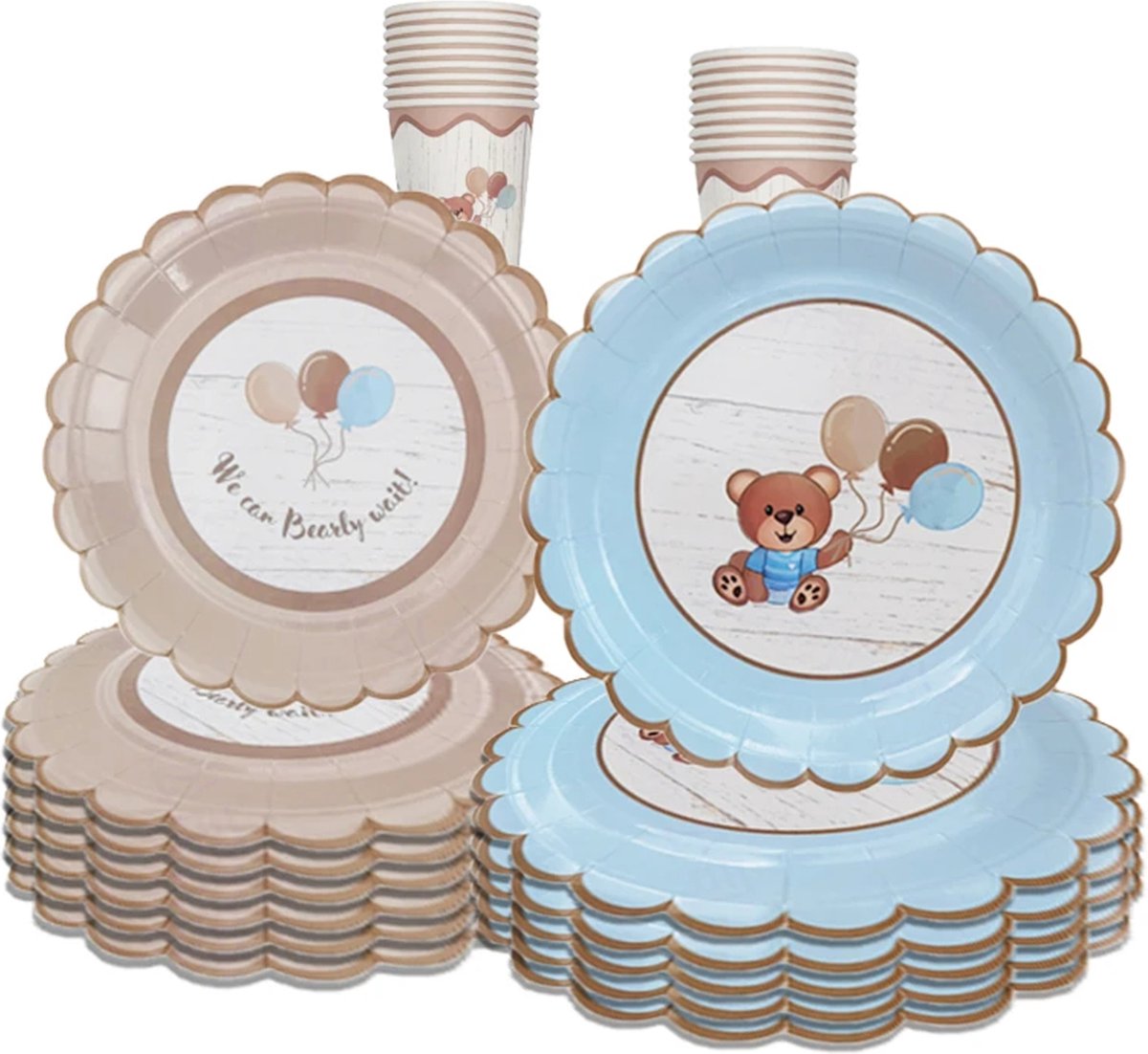 Kotkiddy 20 stuks Blauwe Beer Servetten, 33x33 cm Geschenkservetten voor Berenfeesten, Doopfeest en Babyparty