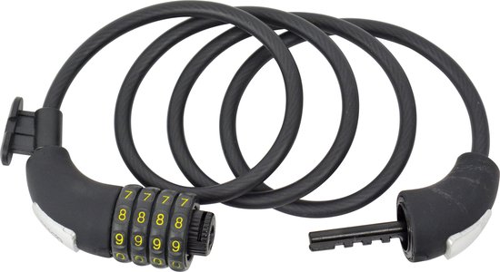 Dresco Kabelslot 120/8 Code - Spiraal/cijferslot - 120cm - Rond 8mm - Met steun - Zwart van Dresco — afbeelding 4