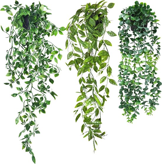 Nominaal Uitputting ontmoeten 3 stuks kunstmatige hangplanten met pot, hangplant, kunstplant, hangende  kunstplanten,... | bol.com