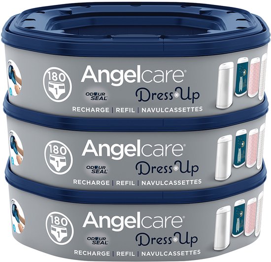 AngelCare Navulling Luieremmer Baby - Achthoekige Navulcassettes - Voor Dress Up - 3 Stuks