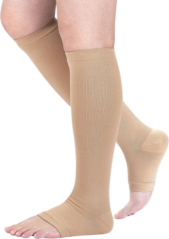 Sport Sokken I Joga Sokken I Pilates Sokken I Compressie Kousen I Compressie Kousen I Steunkousen I Vliegtuigsokken I Zwart I maat S/M (35-41) I Beige