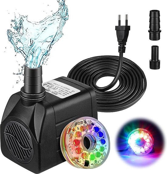 Acemall Vijverpomp Voor In Vijver - Fonteinpomp Met Ledlampen - 600 L/H