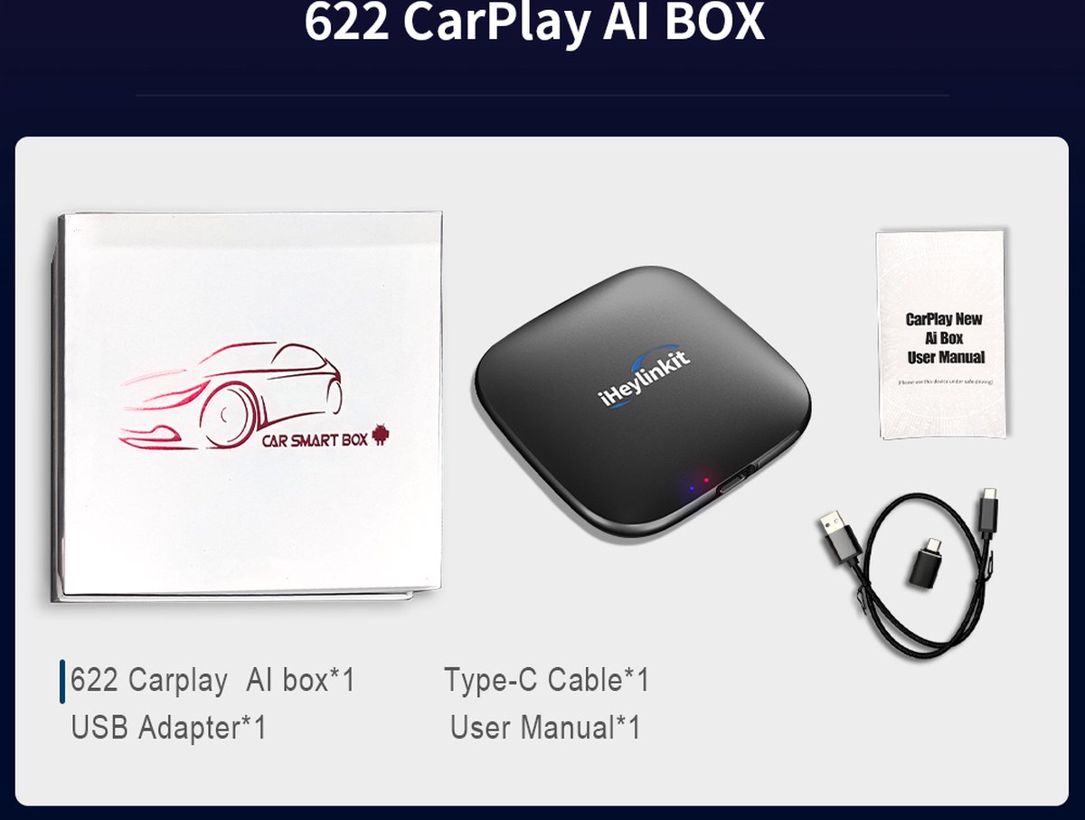iHeylinkit CarPlay - Carplay sans fil - Convient pour le jeu de voiture  Android et