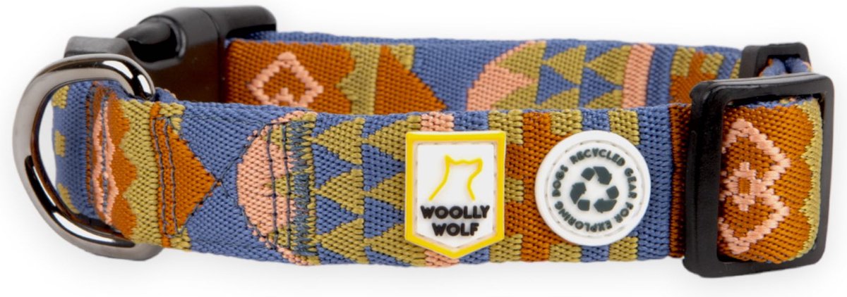 Woolly Wolf - Nightless Night - halsband - L - blauw - groen -roze - duurzaam