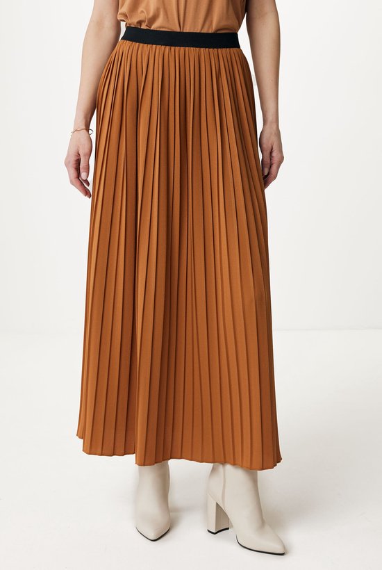 Plisse Maxi Rok Dames - Camel - Maat XS