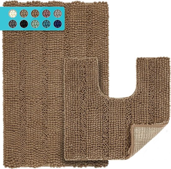 wecon home Modern pluizig badkamertapijt met antislip rug - Luuk (70 x 120 cm, roze