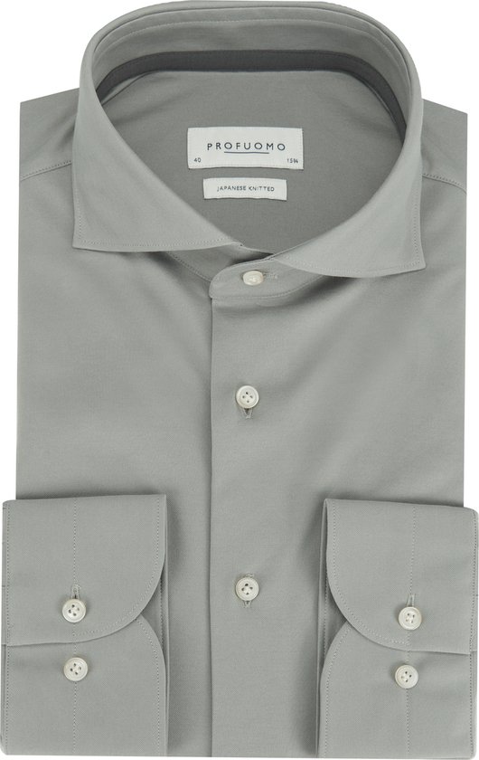 Profuomo - Chemise tricotée japonaise Vert - Homme - Taille 43 - Coupe Slim