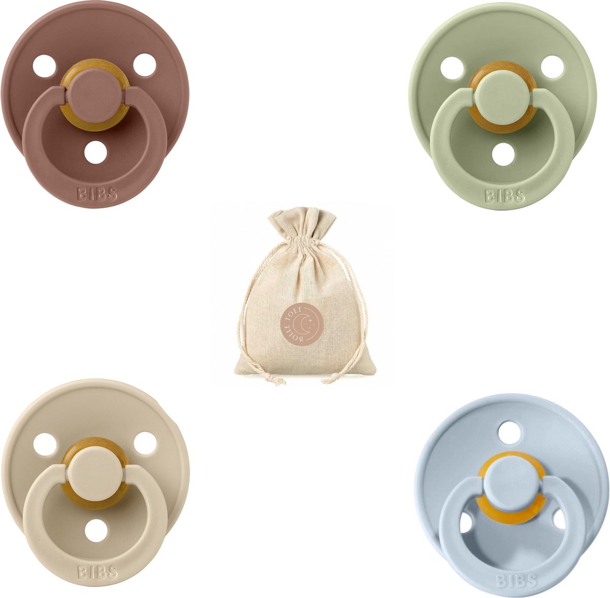 Goedkoopste BIBS fopspenen T2 speenzakje BolleToet - woodchuck, sage, baby blue, vanilla - 6-18 maanden