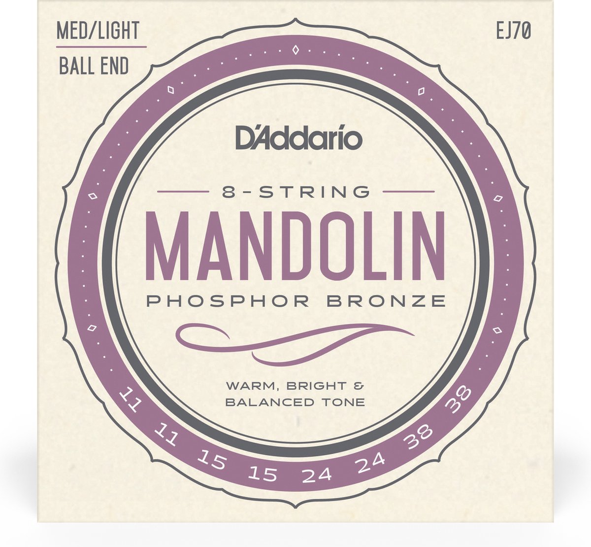 D'Addario EJ70 11-38 Mandolinen snaren Phosphor Bronze Ball End - Snaren