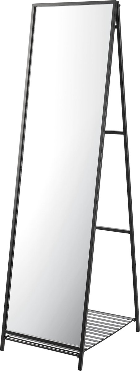 en.casa Spiegel vrijstaand Ruffano met plank 160x44x59,5 cm zwart