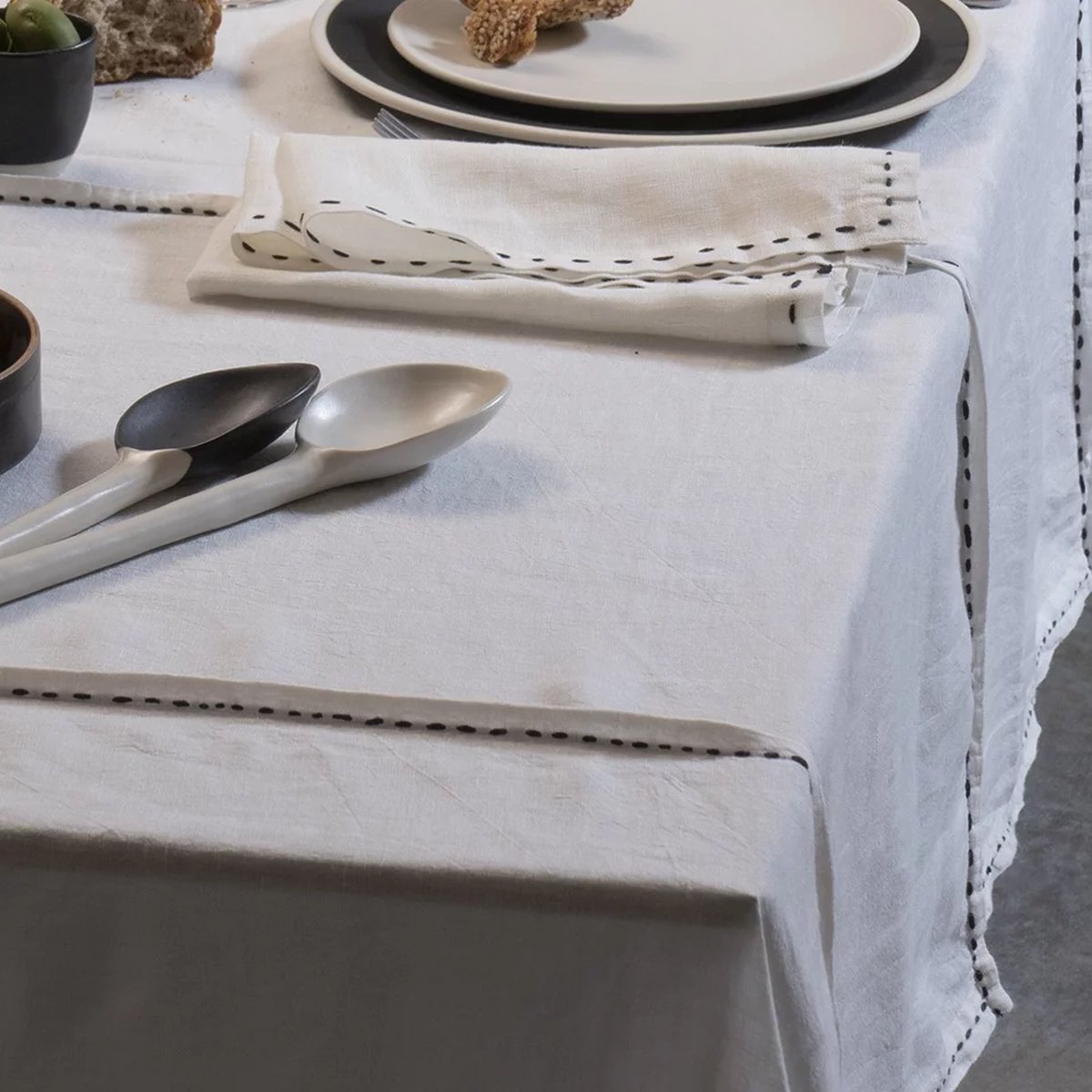 The Table Weave Servet Set van 2 Earl Grey And Black