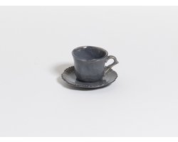 The Table attic - espresso kop en schotel - Ø 5,5 - 65 ml - handgemaakt - grijs