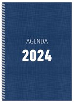MGPcards - Bureau-agenda 2024 - A4 - Ringband - Spiraal - 7d/2p - Blauw - FSC