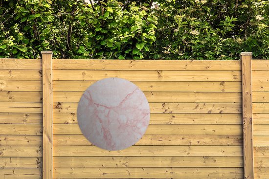 Tuincirkel Marmer - Wit - Roze - Chic - 90x90 cm - Ronde Tuinposter - Buiten