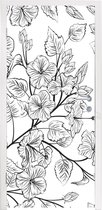 Deursticker Een zwart wit illustratie van een bloemdessin - 95x215 cm - Deurposter
