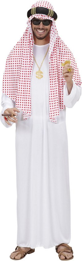 Widmann - 1001 Nacht & Arabisch & Midden-Oosten Kostuum - Arabische Sheik Kostuum Man - Rood, Wit / Beige - XL - Carnavalskleding - Verkleedkleding