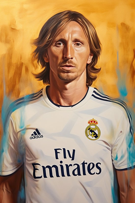 Luka Modric Poster | Real Madrid Poster | Poster Middenvelder | Voetbalposter | Poster Voetballer | Portret Poster | Woondecoratie | 51x71cm | Geschikt om in te Lijsten