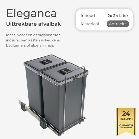 WESCO Einbaumülleimer Westermann Abfallsammler 755611-11 Profi-Double-Boy 30 DT Einbau 2x 15, Abfalleimer Einbau, Einbau Abfallbehälter
