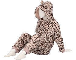 Apollo - Kinder onesie leopard - Roze - Maat 128/140 - Onesie jongens - Onesie meisjes - Onesie - Onesie 128 140 -Onesie kinderen - Onesies