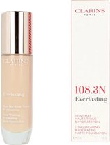 Clarins Everlasting Long-Wearing & Hydrating Matte Foundation - Long-Lasting Moisturizing Makeup With Matte Effect 30 Ml 108.3N