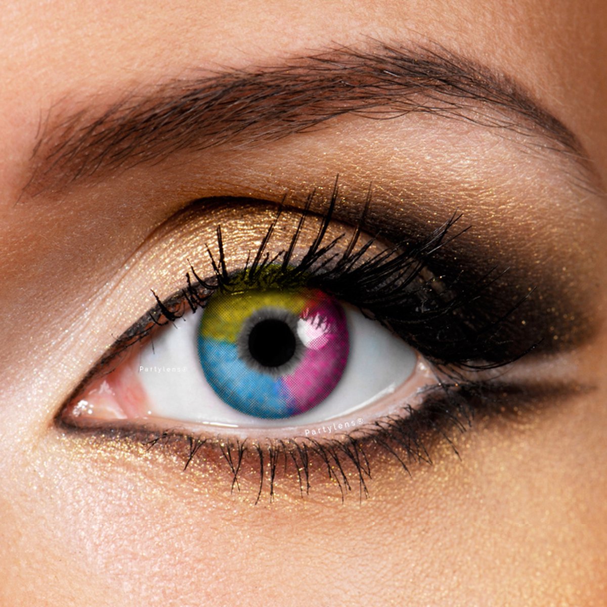 Partylens® kleurlenzen - Three Colors - zachte jaarlenzen met lenshouder - partylenzen
