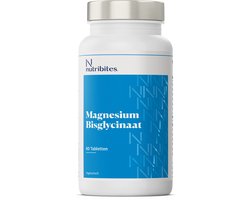 Nutribites Magnesium Bisglycinaat - Ondersteunt de weerstand - Goed voor spieren en botten - Met vitamine D - 60 Vegetarische tabletten