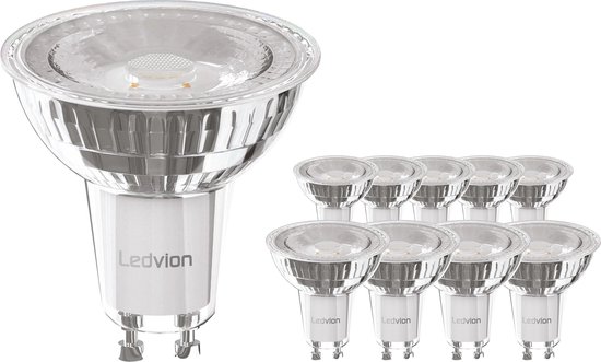 Ledvion 10x Dimbare GU10 LED Spots - 5W - 2700K - 345 Lumen - Voordeelpak |  bol.com