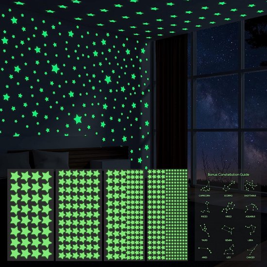 521pcs Glow Stickers muraux étoiles phosphorescentes, autocollants étoiles  lumineuses