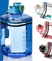 Grandes bouteilles d'eau de 2,2 L avec traceur de temps, boisson sportive, sans BPA, bleu
