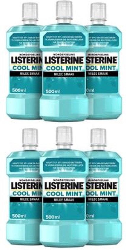 Listerine Cool Mint Milde Smaak Mondspoeling - 6x500ml - Voordeelverpakking