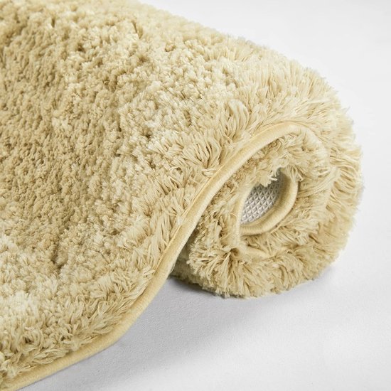 Badmat, antislip badmat, shaggy badkamertapijt, badmat, absorberend, wollig, microvezel, 43 x 61 cm, beige, 1 stuk