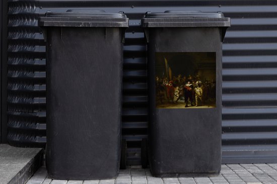 Autocollant de conteneur Rembrandt van Rijn - The Nachtwacht - Peinture de Rembrandt van Rijn Autocollant de poubelle - 40x40 cm - autocollant de poubelle à roulettes - autocollant de conteneur résistant aux intempéries