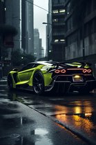 Affiche de voiture | Affiche Voiture de sport | Affiche Voiture Verte | Décoration d'intérieur | 61x91cm | Convient pour Cadres