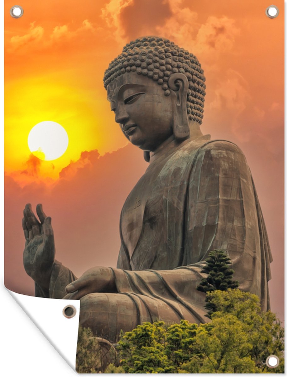 Poster en cadre Bouddha en coucher de soleil temps 