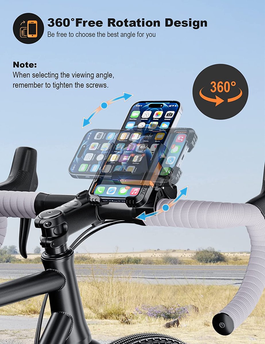 Hama Support de lampe de poche universel pour guidon de vélo, rotatif à 360  °, noir