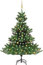vidaXL - Kunstkerstboom - Nordmann - met - LED's - en - kerstballen - 180 - cm - groen