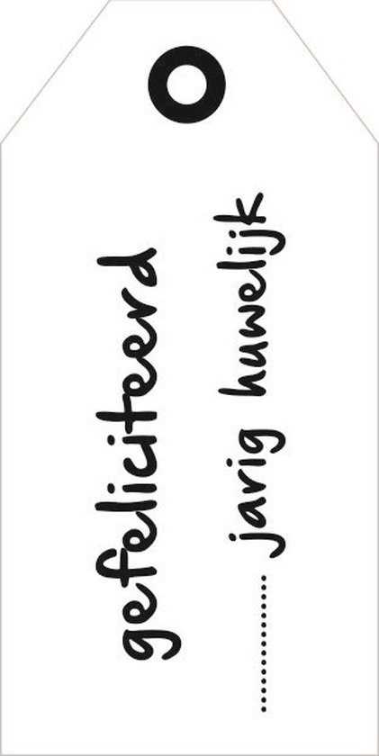 Luxe Bloemenkaartje - Cadeaukaartje - Label - Wenskaartje - Wit - ... Jarig Huwelijk - 20 Stuks - Met Boorgaatje