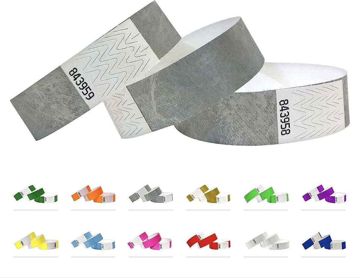 Tyvek polsbandjes voor evenementen - 1000 stuks - Zilver