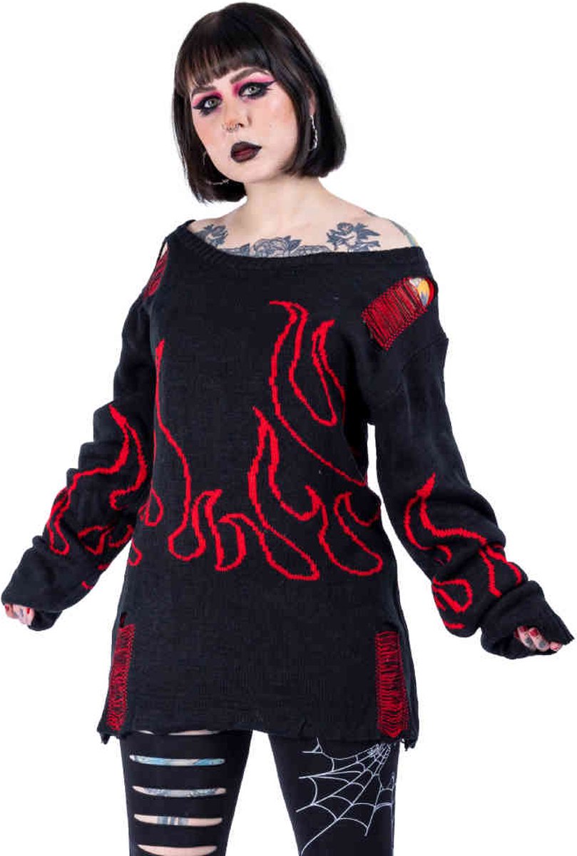 Heartless - Depths Of Hell Gebreide trui - XXL - Zwart/Rood