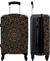 NoBoringSuitcases.com® Valise grande - Mandala - Or - Motif - Zwart - Valise trolley avec serrure TSA - Avec roulettes - 90 litres - Valise de voyage - 66 cm - Hardcase