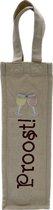 Geborduurde wijntas - proost - embroidered wine bag - canvas - cadeau - wijnzak - geschenktas - gift bag
