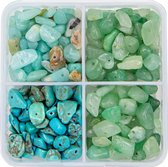 Boîte à perles - Copeaux de Natuursteen (3 - 8 mm) Pierres Mixtes (4 x 15 grammes)
