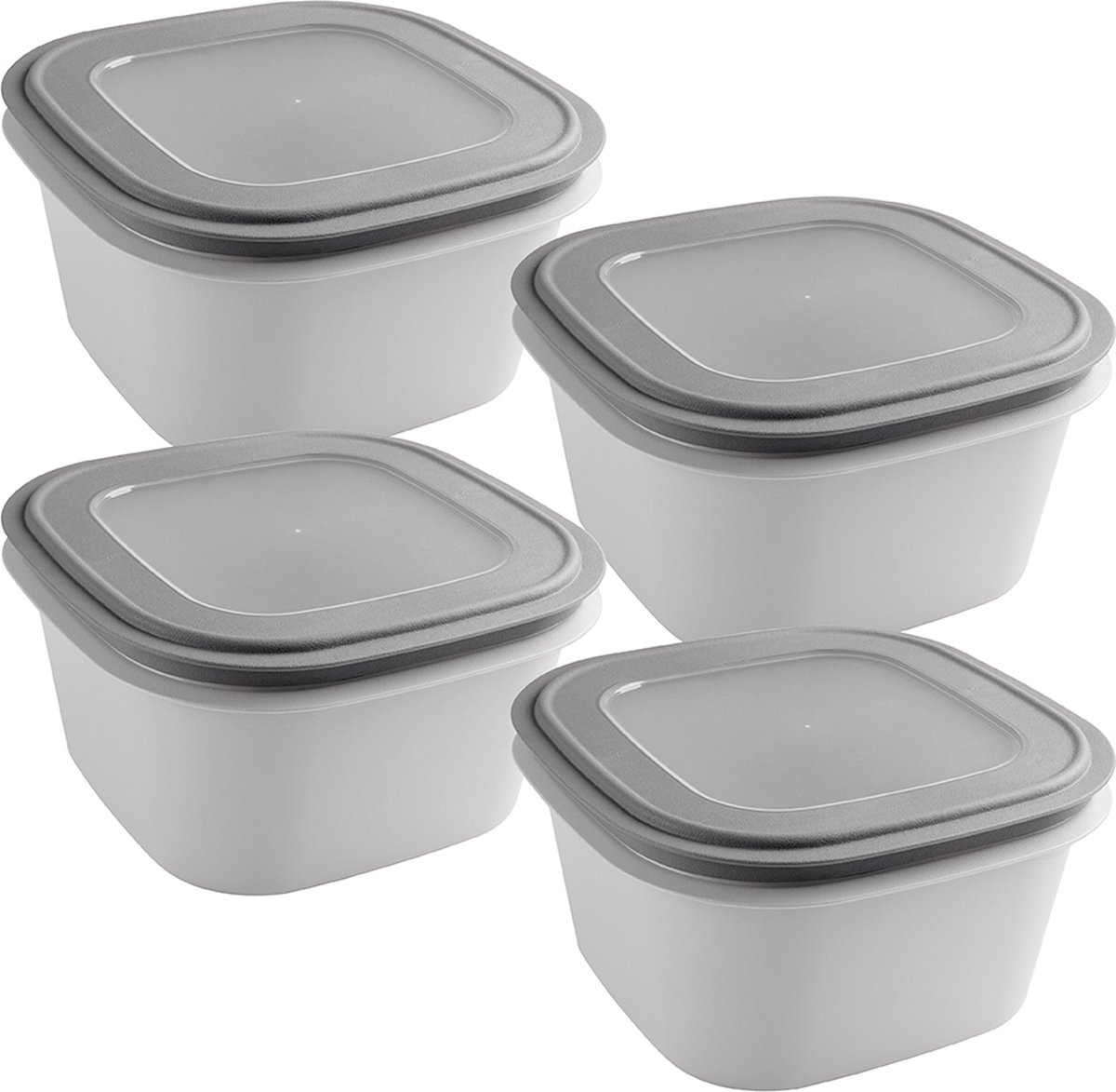 Sunware Sigma home vershoudbakjes 3.8L - Set van 4 - 23x23x12.4 cm - Grijs