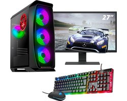 Gaming PC Set Colour Maniac Compleet met 27 Inch Monitor – AMD Ryzen 3 – 8GB RAM – 512GB SSD – Windows 11 Pro – Inclusief Gaming Toetsenbord en Muis – Instap Game Computer – Ready to Play