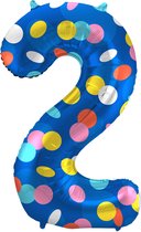 Folat - Folieballon Cijfer 2 Colorful Dots - 86 cm