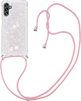 Coverup Liquid Glitter Back Cover avec Cordon - Coque Samsung Galaxy A54 - Wit